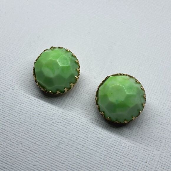 🇭🇰*Hong Kong* Stamped Vintage Geometric Celluloid Clip On Earrings - Picture 2 of 5